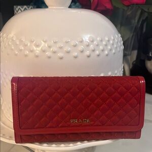 Prada Red Quilted Wallet with Leather Trim